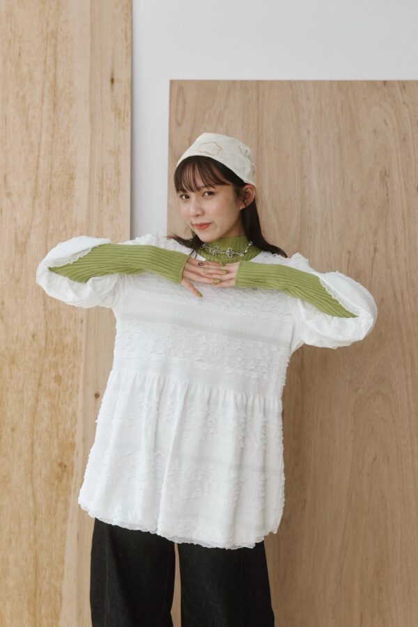 nomo ꕤ 冬日花開！彈性針織花花毛帽 杏色