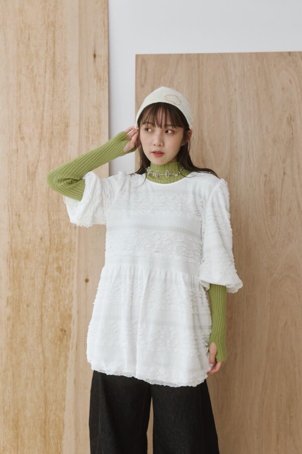 nomo ꕤ 冬日花開！彈性針織花花毛帽 杏色