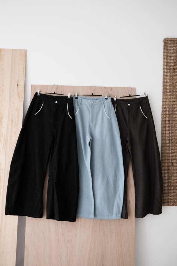 自由足跡！寬版牛仔丹寧錐形褲 淺丹寧 （S/M/L）