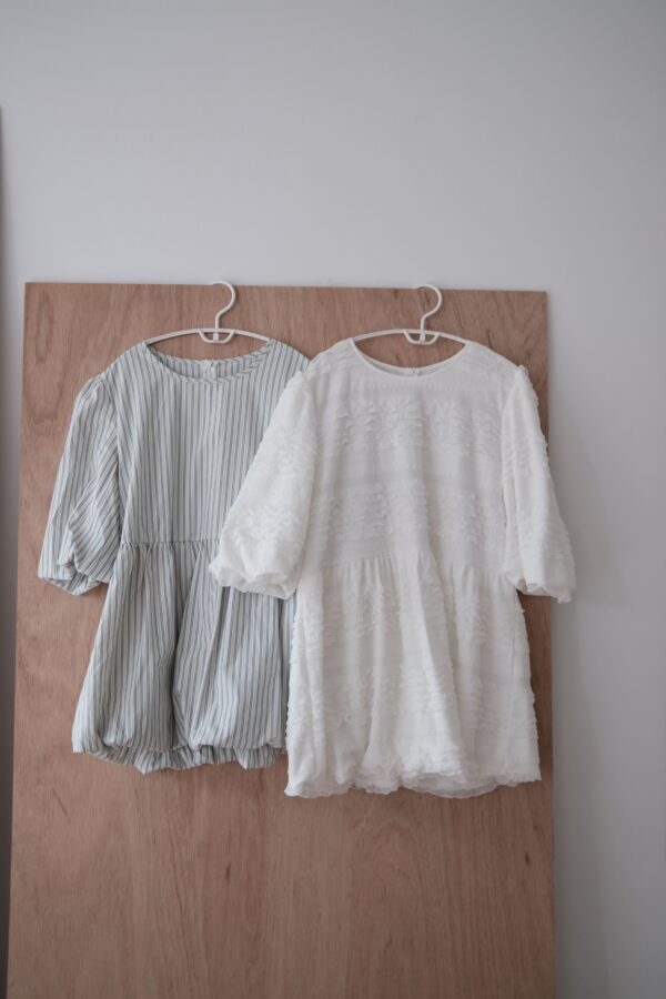 nomo ꕤ 氣泡時光！下擺澎澎設計五分袖上衣 條紋