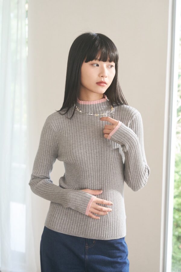 nomo ꕤ 暖冬童話！坑條柔暖套指長袖毛衣（S/M/L）灰