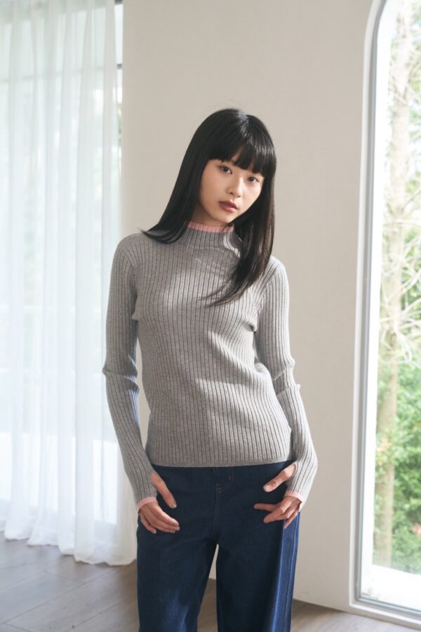 nomo ꕤ 暖冬童話！坑條柔暖套指長袖毛衣（S/M/L）灰