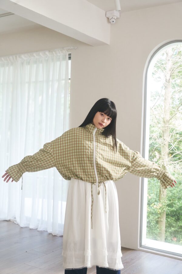 nomo ꕤ 焦糖格調！輕厚鋪棉格子外套 綠格子