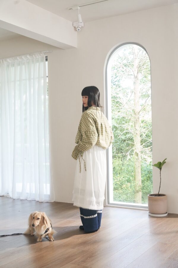 nomo ꕤ 焦糖格調！輕厚鋪棉格子外套 綠格子