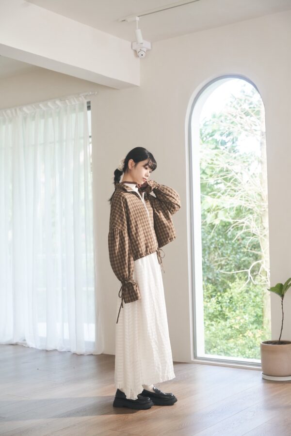 nomo ꕤ 焦糖格調！輕厚鋪棉格子外套 咖格子