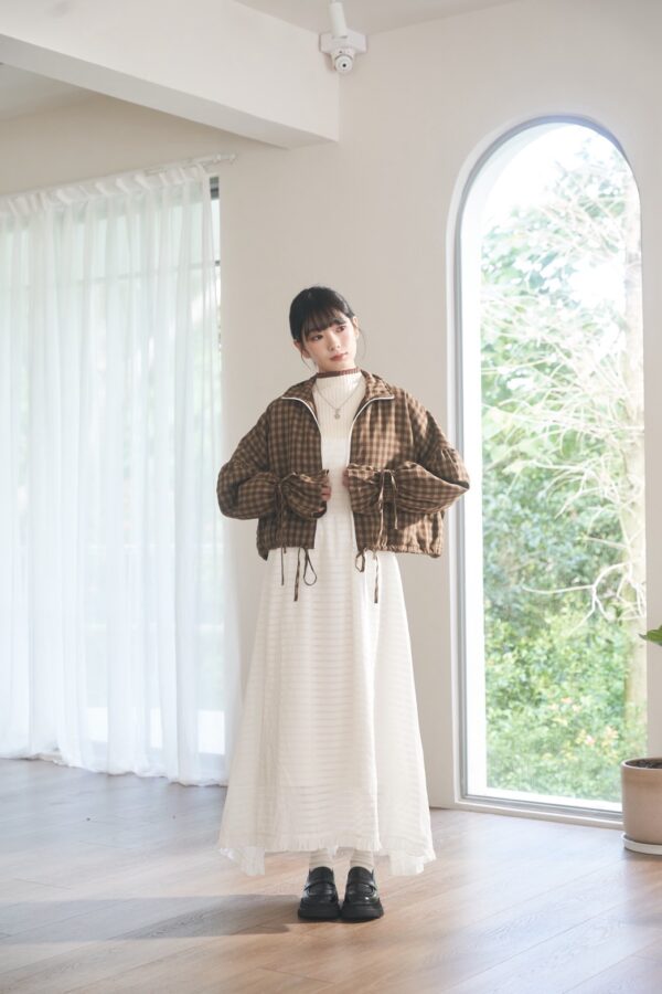 nomo ꕤ 焦糖格調！輕厚鋪棉格子外套 咖格子