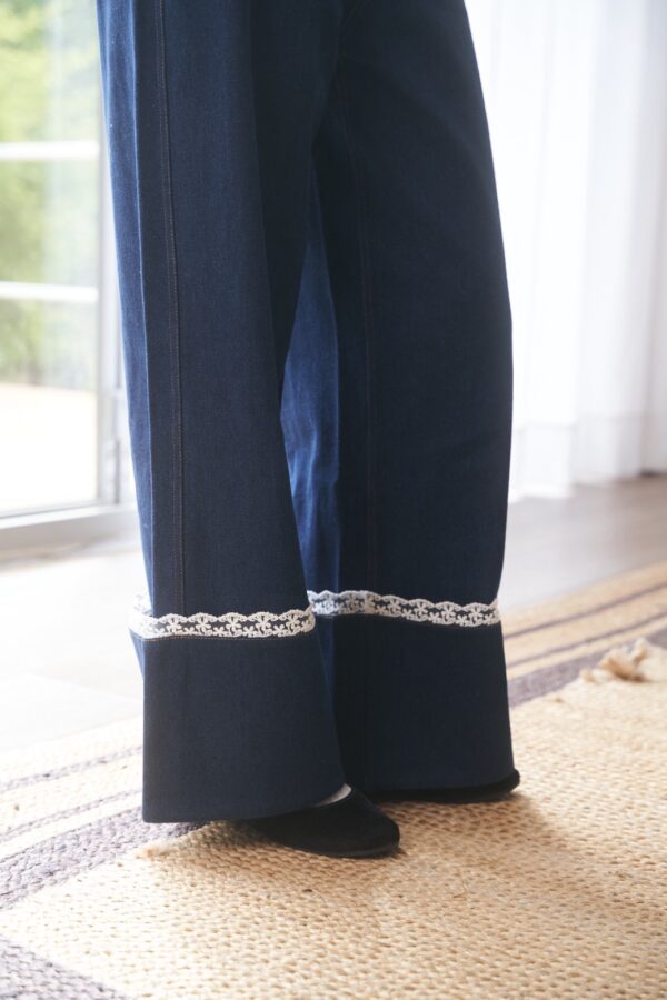 nomo ꕤ 藍野柔波！反摺蕾絲牛仔褲（S/M/L）