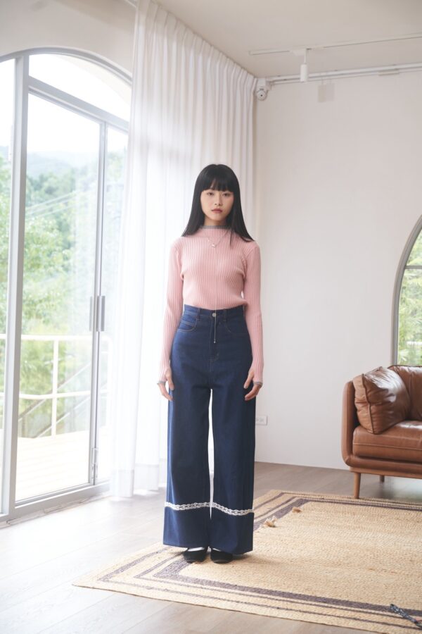 nomo ꕤ 藍野柔波！反摺蕾絲牛仔褲（S/M/L）