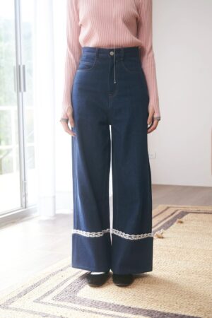 nomo ꕤ 藍野柔波！反摺蕾絲牛仔褲（S/M/L）