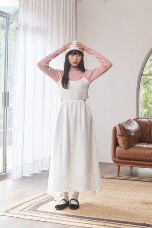nomo ꕤ 香草束語！後綁帶馬甲造型長洋裝（S/M/L）白