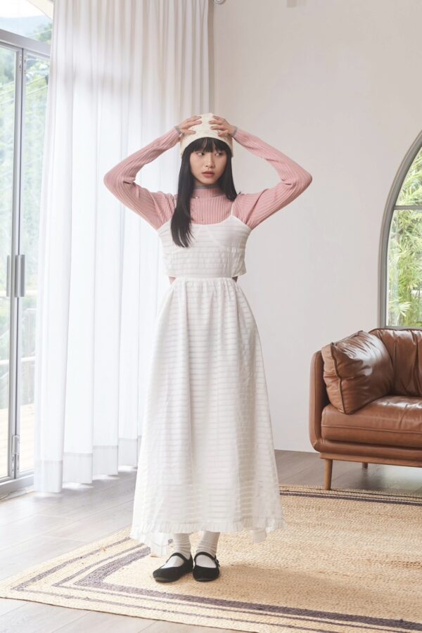 nomo ꕤ 香草束語！後綁帶馬甲造型長洋裝（S/M/L）白