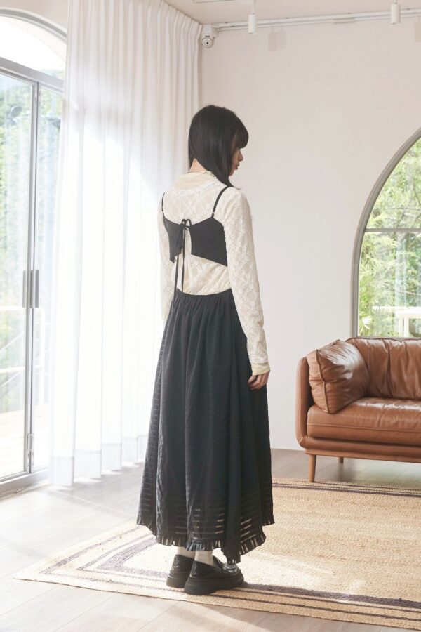 nomo ꕤ 香草束語！後綁帶馬甲造型長洋裝（S/M/L）黑