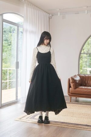 nomo ꕤ 香草束語！後綁帶馬甲造型長洋裝（S/M/L）黑