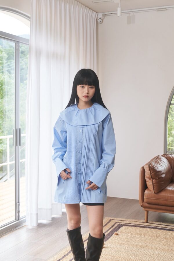 nomo ꕤ 白日夢行！領片設計襯衫短洋 藍