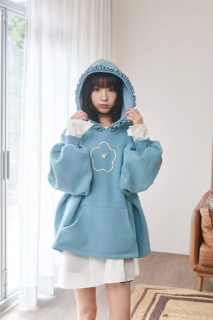 〔 ❗️限量預購 〕nomo ꕤ 野花拾光！花花Logo拇指袖帽T 藍