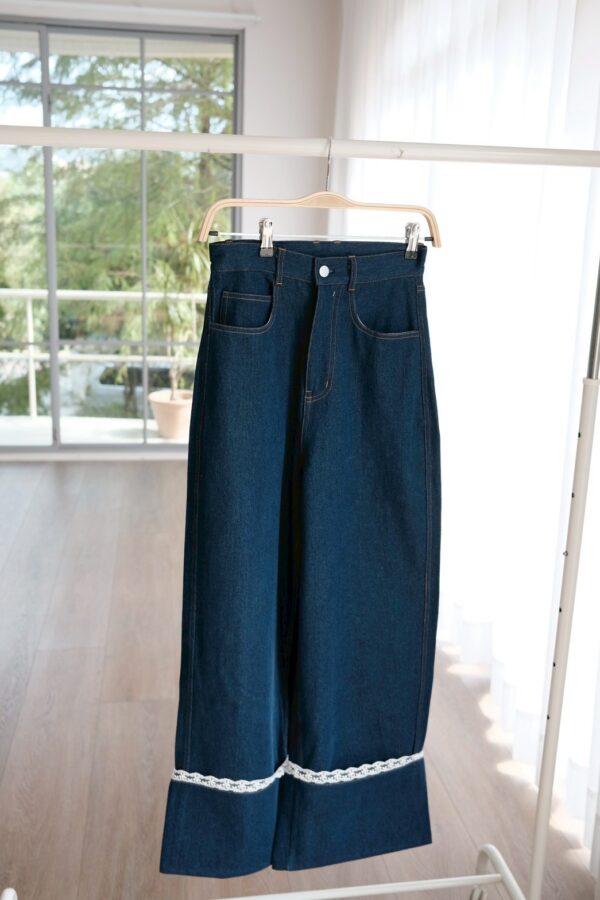 nomo ꕤ 藍野柔波！反摺蕾絲牛仔褲（S/M/L）