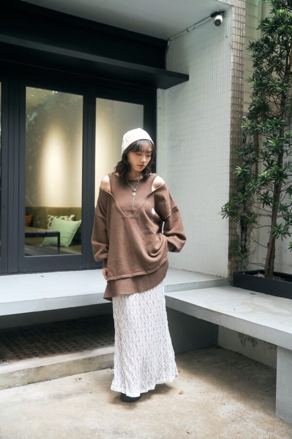 nomo ꕤ 夢幻之夜！蕾絲雙層設計魚尾裙（S/M/L）白