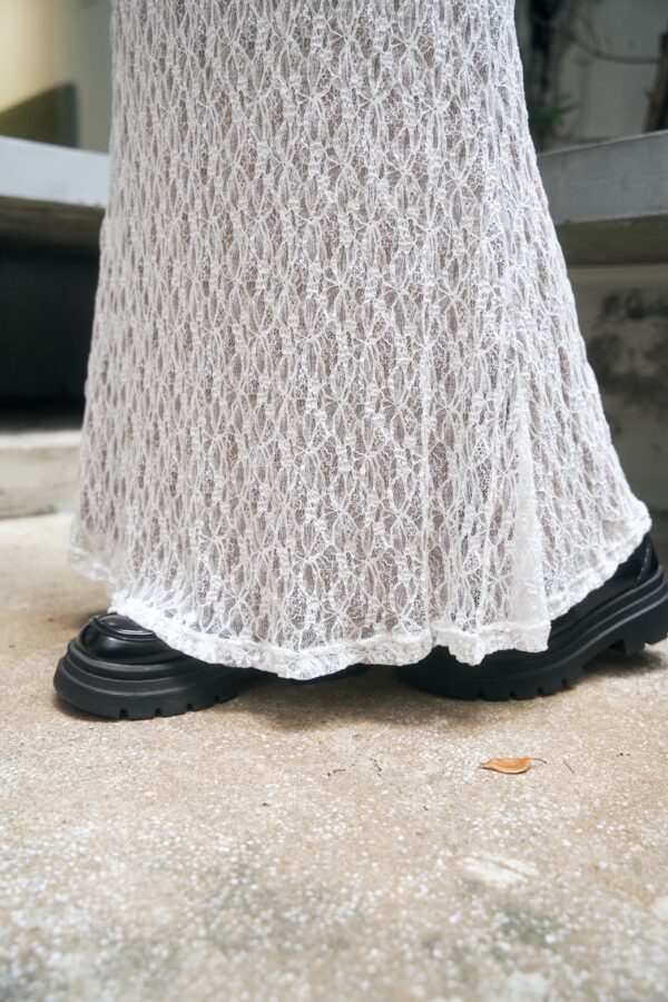 nomo ꕤ 夢幻之夜！蕾絲雙層設計魚尾裙（S/M/L）白