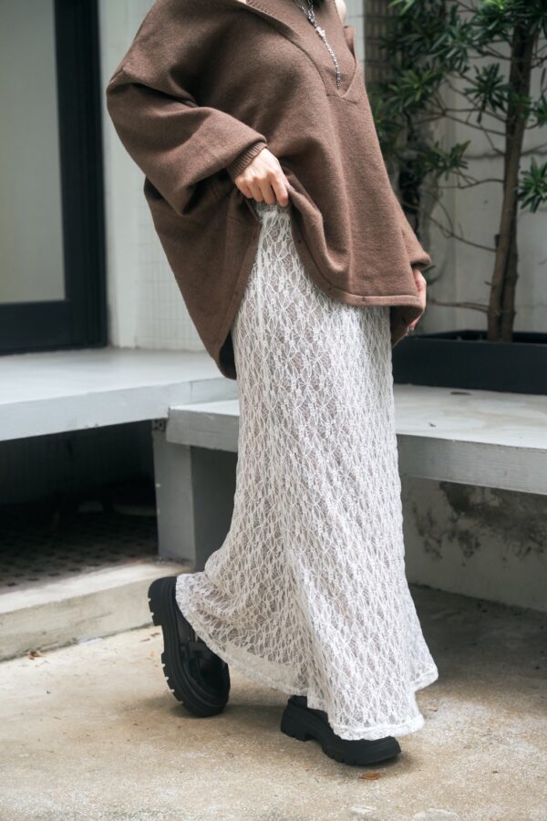 nomo ꕤ 夢幻之夜！蕾絲雙層設計魚尾裙（S/M/L）白