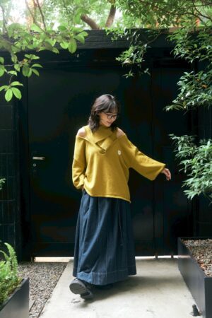 nomo ꕤ 秘密花園！假兩件針織挖肩logo毛衣 綠