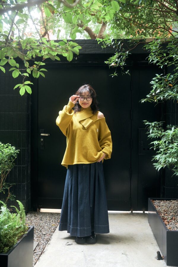 nomo ꕤ 秘密花園！假兩件針織挖肩logo毛衣 綠