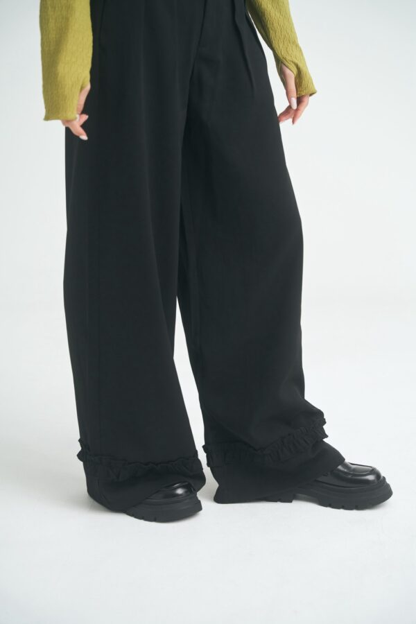 nomo ꕤ 花落浮光！褲腳荷葉西褲（Ｓ/M/L）黑