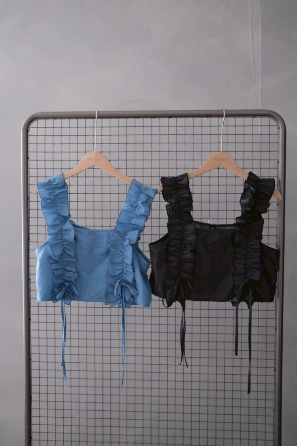 nomo ꕤ 午夜花影！2way荷葉短版背心 （S/M/L）淺藍