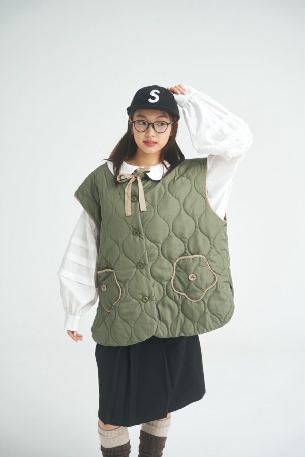 nomo ꕤ 暖途拾花！可拆袖鋪棉外套 綠