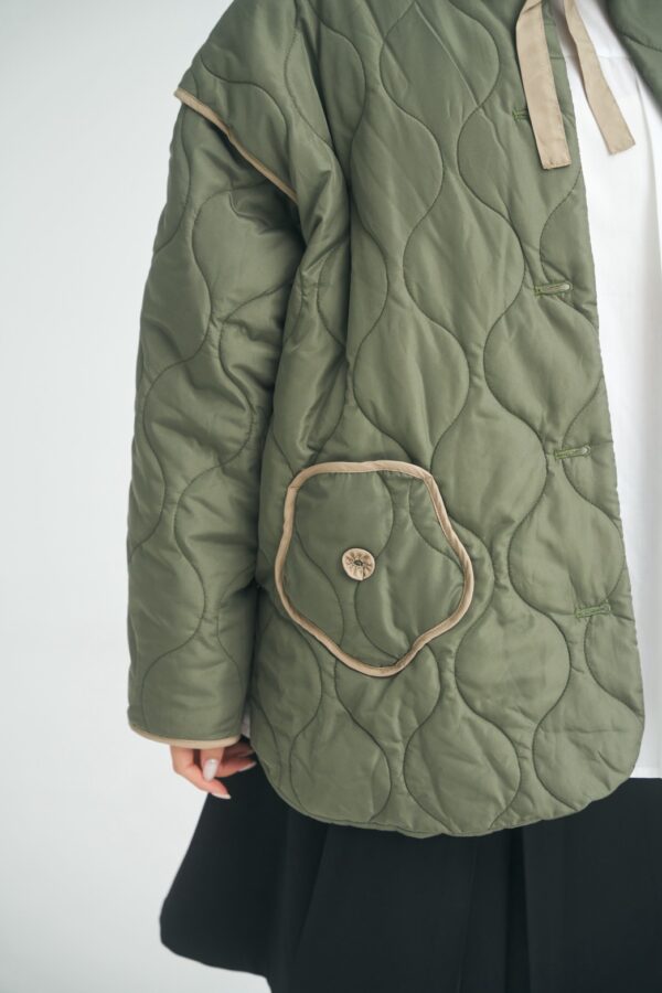 nomo ꕤ 暖途拾花！可拆袖鋪棉外套 綠