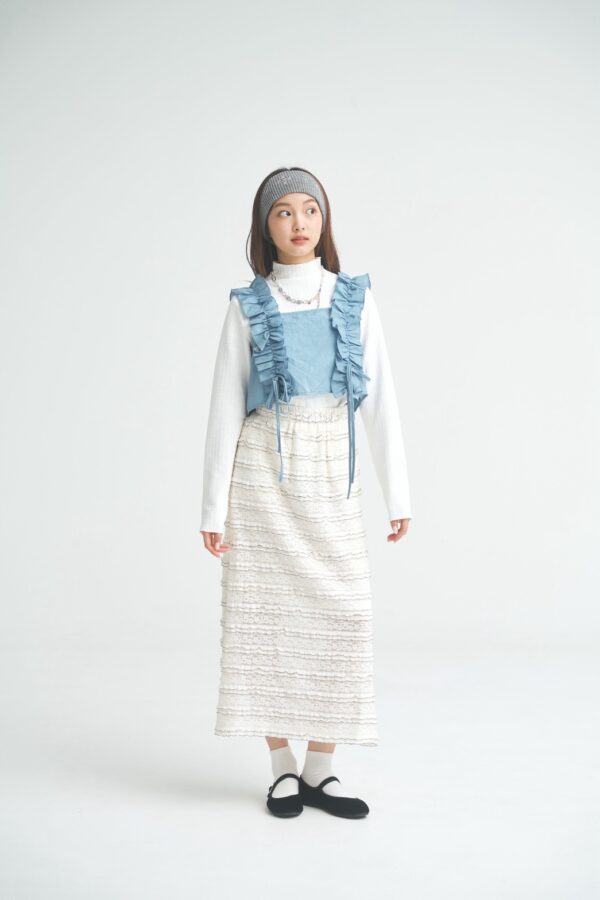 nomo ꕤ 午夜花影！2way荷葉短版背心 （S/M/L）淺藍