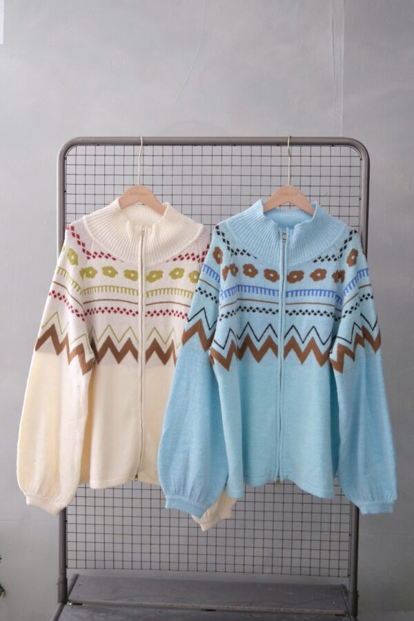 nomo ꕤ 初雪微光！雙拉鏈毛衣外套 藍