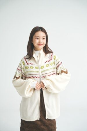 〔 ✿限量預購 〕nomo ꕤ 初雪微光！雙拉鏈毛衣外套 米白