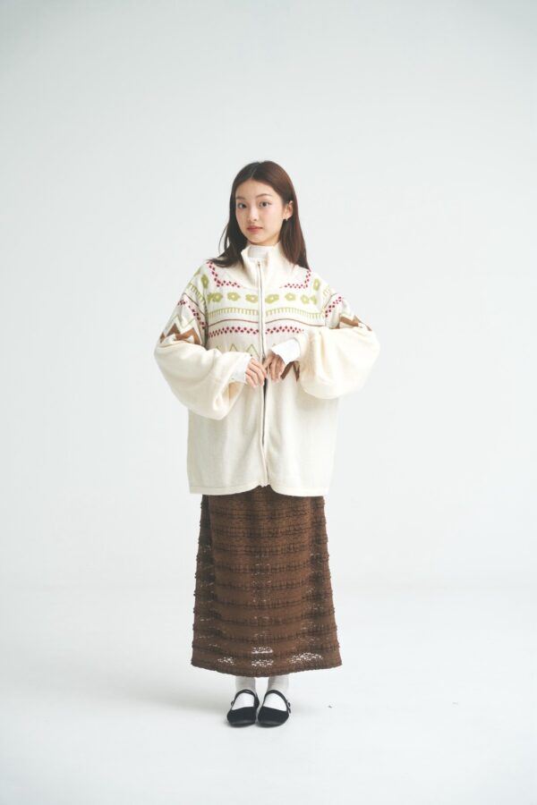 nomo ꕤ 紋理漫流！層次後開衩織紋長裙（Ｓ/M/L）咖