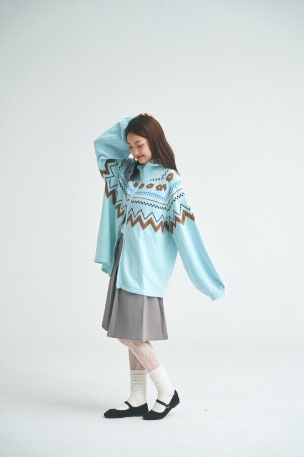 nomo ꕤ 初雪微光！雙拉鏈毛衣外套 藍