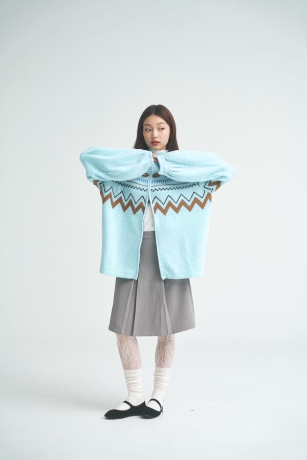 nomo ꕤ 初雪微光！雙拉鏈毛衣外套 藍