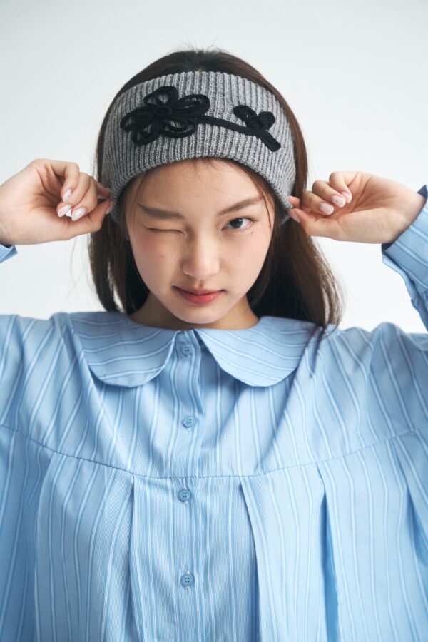 〔 ✿限量預購 〕nomo選物 ꕤ 花花造型彈性髮帶 灰（korea）