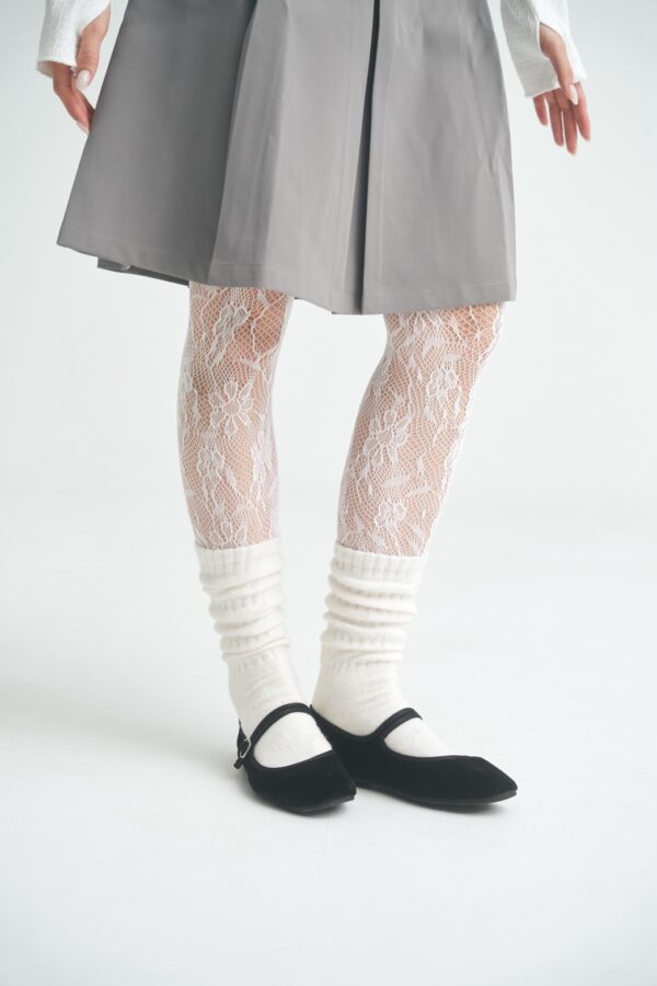 nomo選物 ꕤ 蕾絲造型棉質褲襪（korea）白