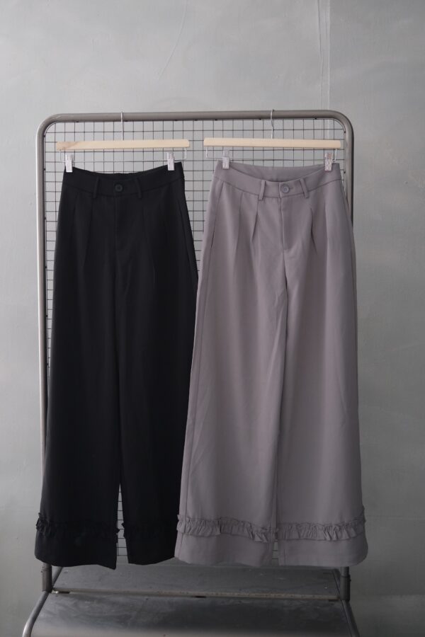 nomo ꕤ 花落浮光！褲腳荷葉西褲（Ｓ/M/L）黑