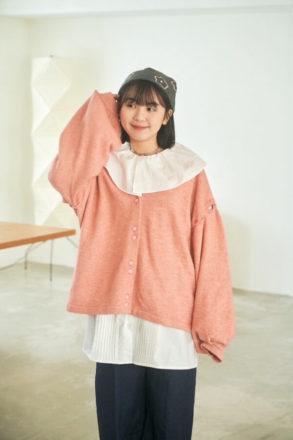 nomo ꕤ 冬日花開！彈性針織花花毛帽 灰色