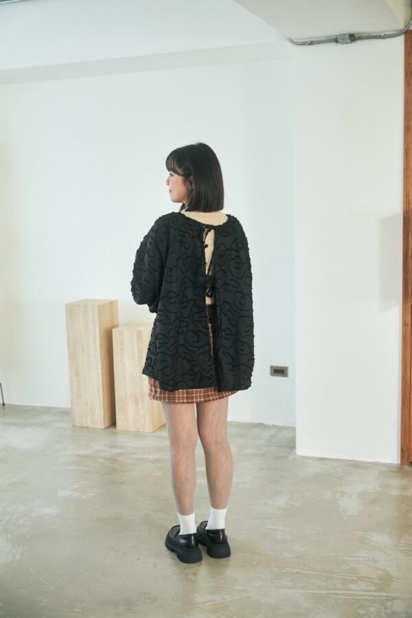 nomo ꕤ 羽落微光！2way正反兩穿澎袖罩衫 黑