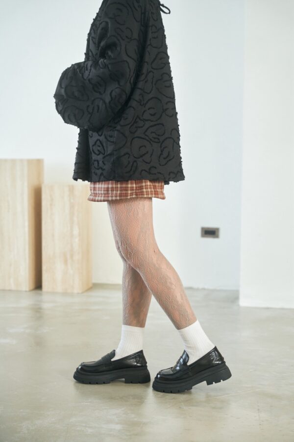 nomo選物 ꕤ 蕾絲造型棉質褲襪（korea）灰