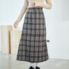 nomo ꕤ 毛呢格調！2way可拆式格紋長裙/短裙 藍咖