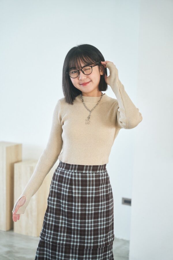 nomo ꕤ 夕陽日落！厚實針織小高領套指上衣 燕麥