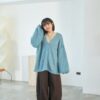 nomo ꕤ 遺忘時光！2way可拆袖毛呢罩衫外套 藍