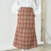 nomo ꕤ 毛呢格調！2way可拆式格紋長裙/短裙 橘棕