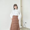 nomo ꕤ 毛呢格調！2way可拆式格紋長裙/短裙 橘棕