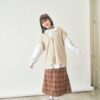 nomo ꕤ 毛呢格調！2way可拆式格紋長裙/短裙 橘棕
