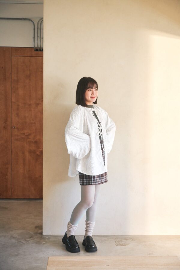 nomo ꕤ 羽落微光！2way正反兩穿澎袖罩衫 白