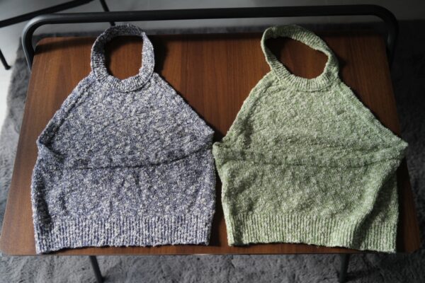 nomo ꕤ 溫柔線索！挖背設計針織背心（S/M/L）藍灰