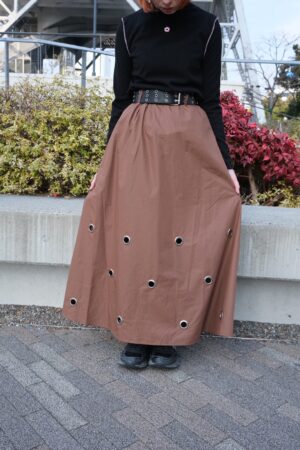 nomo ꕤ 微光流轉！金屬圈圈長裙（S/M/L）＊附皮帶 咖